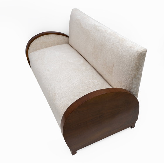 Image 1 of Divano a due posti Art Déco in bouclè e noce, Italia, anni '30