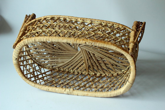 Image 1 of Sedia pavone vintage in rattan - panca a fiori - sgabello a fiori