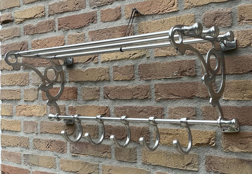 🧥 Porte-manteau Art Déco | Chromé | 5 crochets réglables