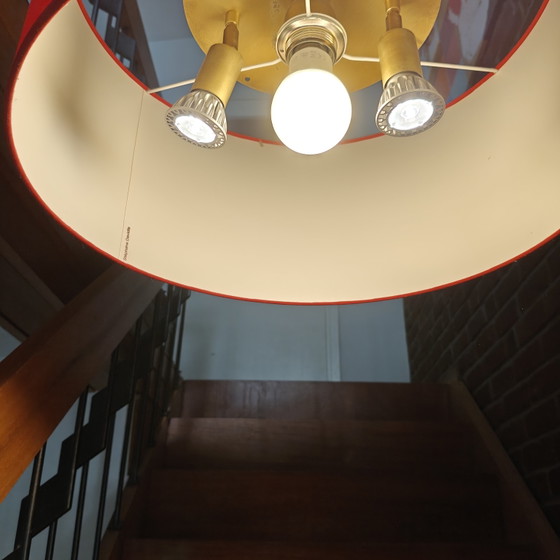 Image 1 of Lampada a sospensione Stéphane Davidts Ø40 cm – Paralume in tessuto rosso