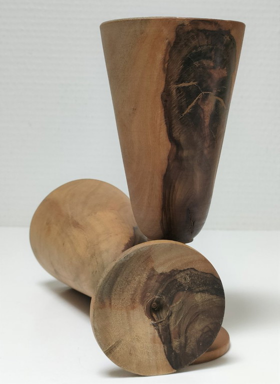 Image 1 of cinque bicchieri vintage in legno tornito
