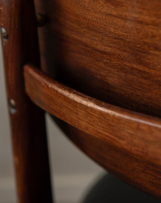 Image 1 of Vintage Dining Chairs by Louis van Teeffelen for AWA (Set of 6) | Reupholstered in Black Skai | Dutch Mid-Century | 1960s