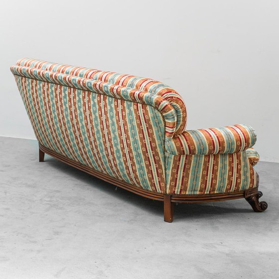 Image 1 of DIVANO 3 POSTI VINTAGE TESSUTO A RIGHE VEELKLEUR E LEGNO ANNI '50 VINTAGE MODERNARIATO