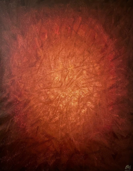Gran pintura original abstracta roja y dorada – Walter Geraci, Pinturas y dibujos, Lienzo (photo 5 of 13)