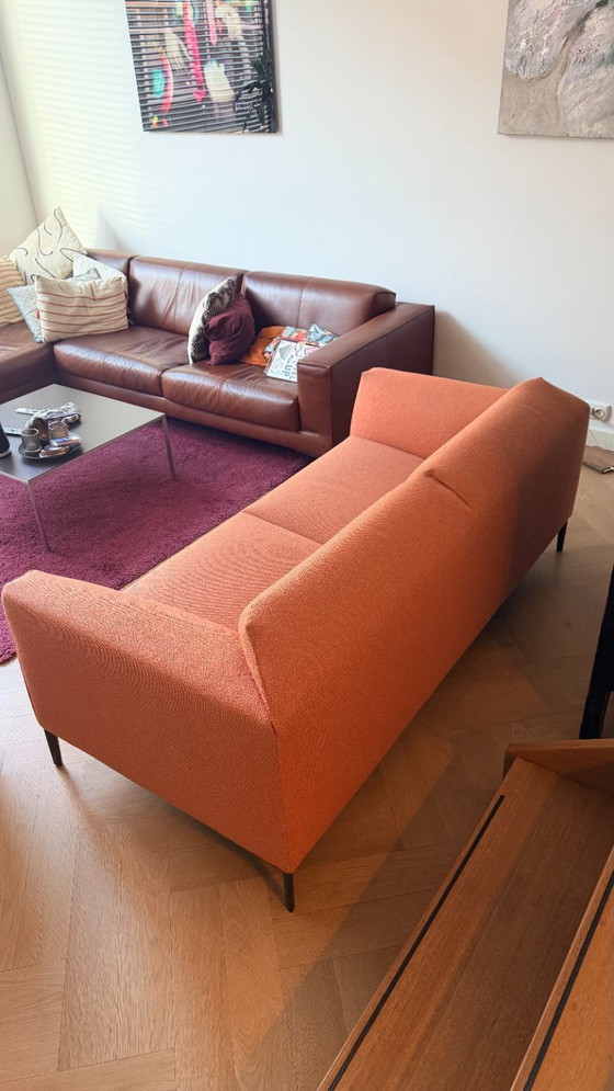 Image 1 of Pode Fold Bank 3-Zits – Tweed Stof – Oranje – Zo Goed Als Nieuw!