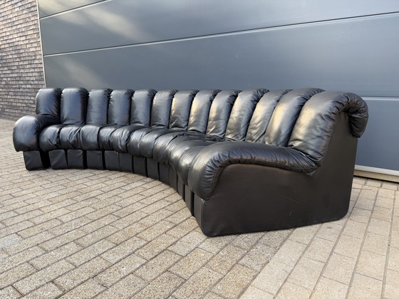 Image 1 of De Sede DS600 Snake Tatzelwurm 13-piece set in black leather in top condition!