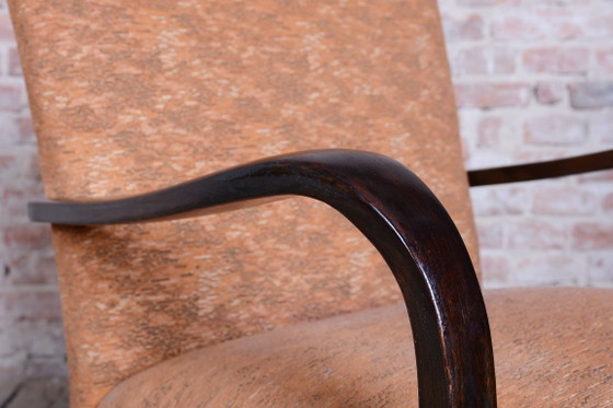 Pair of Restored Art Deco Armchairs, Beech, Polish, Reupholstered, Czech, 1930s – Textile, Wood (photo 8 of 18)