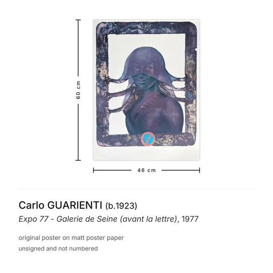 Image 1 of Carlo GUARIENTI Expo - Galerie de Seine (avant la lettre) Plakat 1977