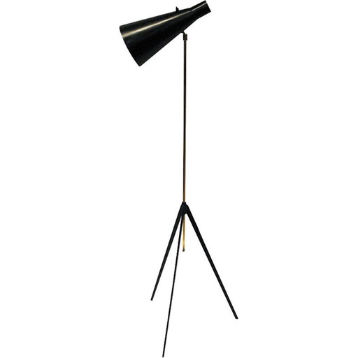 Vintage metalen en messing vloerlamp model G-36 van Alf Svensson voor Bergboms, Zweden 1950