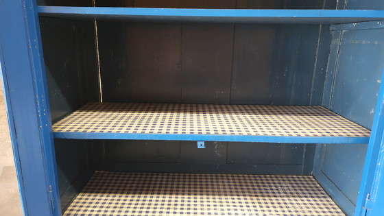 Image 1 of Altes Buffet, Geschirrschrank aus blauem Holz 1960