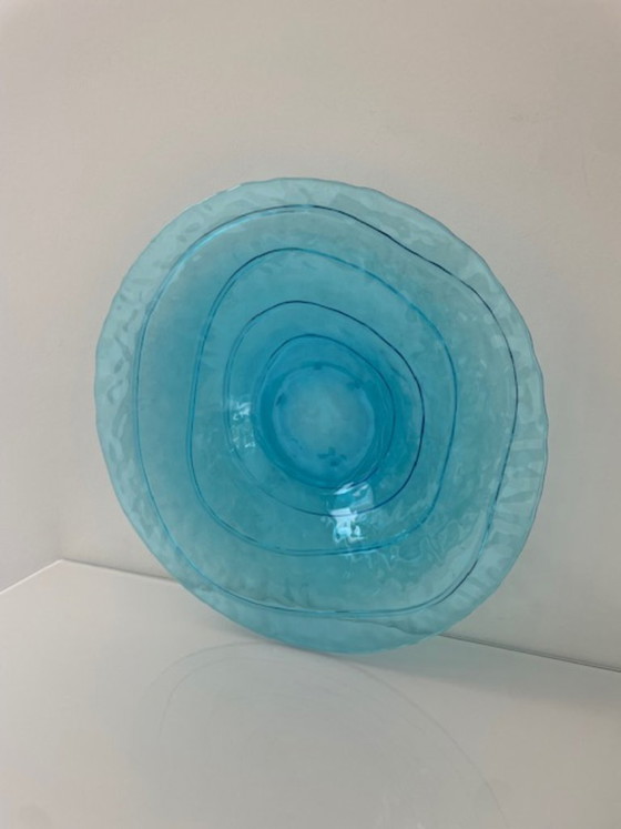 Image 1 of Mouth-blown glass bowl light blue 35 cm