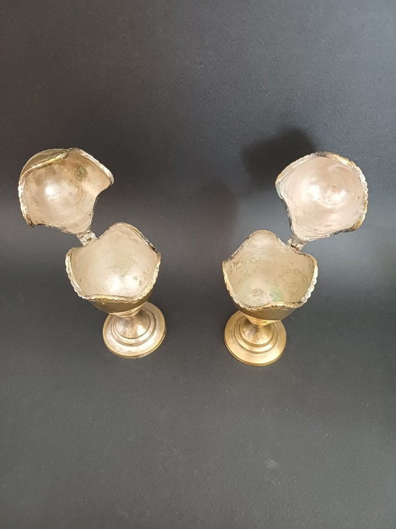 Coppia di portauova antichi in ottone – Accessori da tavola, Brass (photo 4 of 7)
