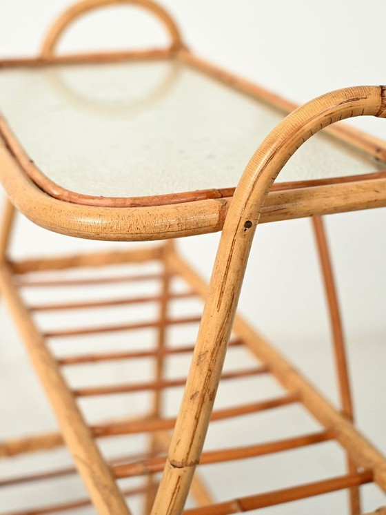 Image 1 of Skandinavischer Zeitschriftenständer aus Bambus, 1960er Jahre