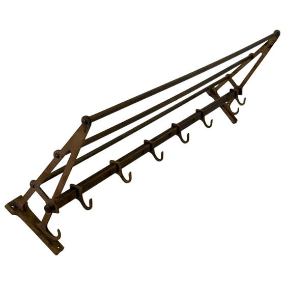 Image 1 of Art Deco - Wall mounted coatrack - Brass with adjustable hangers