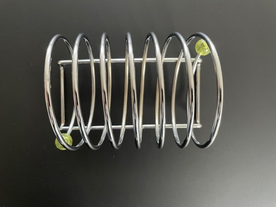 Image 1 of Porta toast cromato postmoderno vintage con dettagli al neon