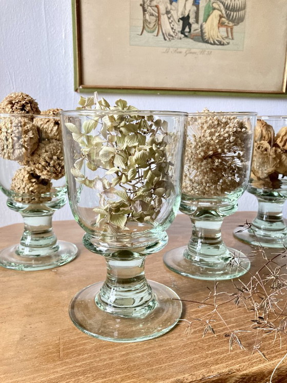 4 calici in vetro soffiato artigianale con sfumatura verde, Bicchieri e caraffe (foto 9 di 12)