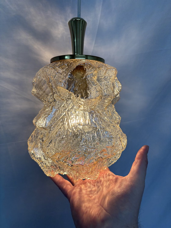 Image 1 of Vintage Peill & Putzler "Alaska" pendant lamp ice glass 1970