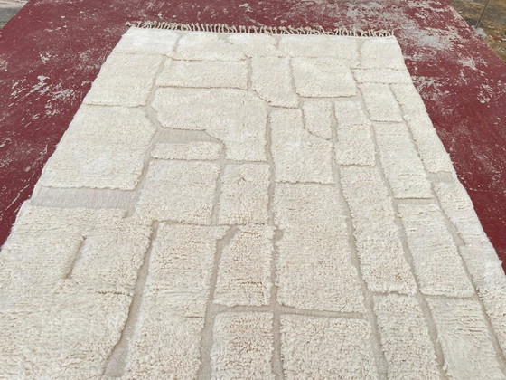 Alfombra bereber marroquí en crudo 300x200 cm – patrón geométrico en relieve – Lana, Algodón, Bohemian (photo 4 of 10)