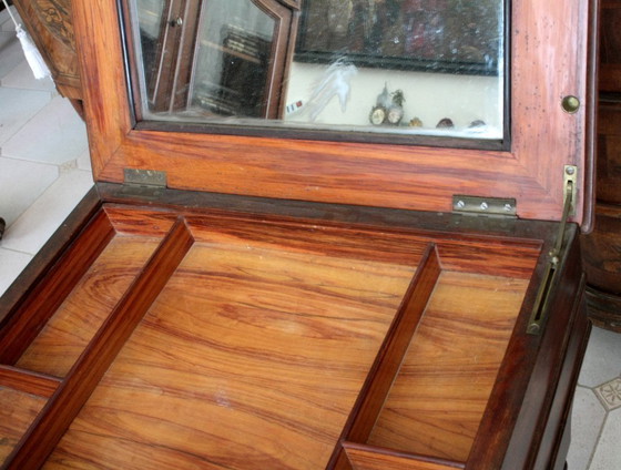 Image 1 of Klassieke Franse decoratie: vintage mahoniehouten naaitafel, hal uit het midden van de 19e eeuw.