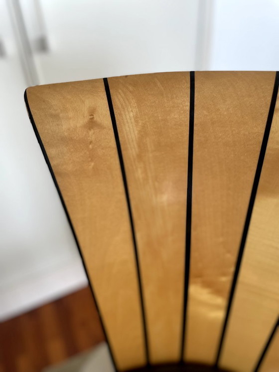 Image 1 of 6x Sillas originales “Side Chair Saarinen House” en madera y tapizado oscuro – diseño Eliel Saarinen. Fabricadas por Adelta