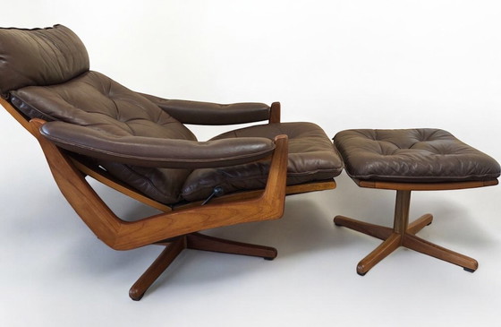 Image 1 of SöDa Galvano Lied Mobler Norway Fauteuil Lounge + Ottomane Vintage Teck