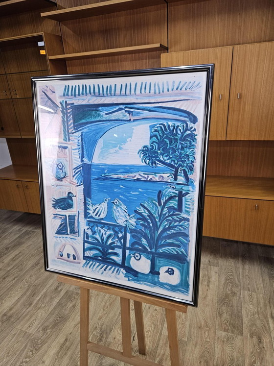 Henri Deschamps, Côte d'Azur, jaren 70, Kleurenlitho, Ingelijst – Litho's & Zeefdrukken (photo 4 of 9)