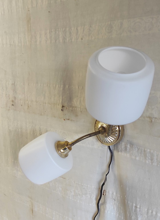 Image 1 of Double articulated wall light with opaline globe - 1950s/60s