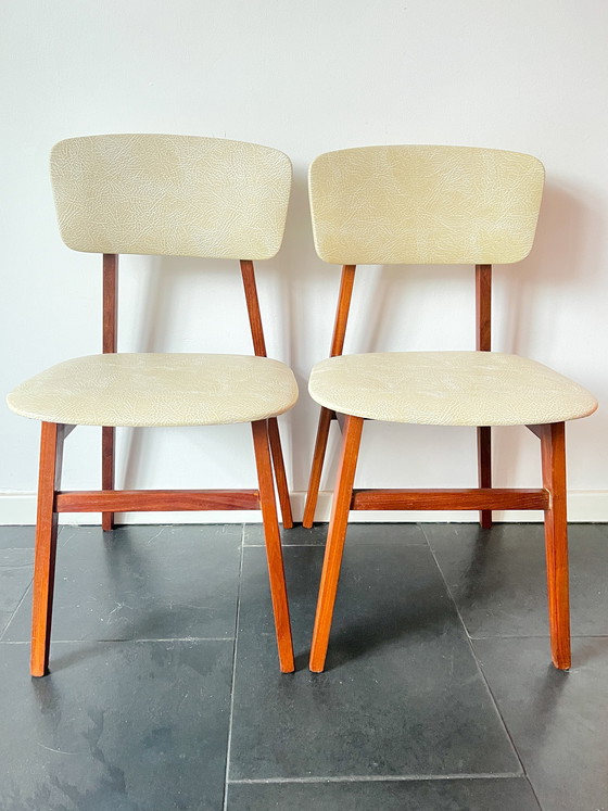 Image 1 of Vintage Chairs Simpla-Lux - Set of 2 - Dutch Design - Wood, Faux Leather - 60s/70s
