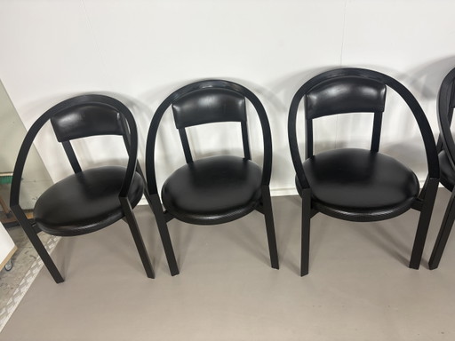 Sillas de comedor de cuero posmodernas modelo Nostro de Anderas Weber para Rosenthal Einrichtung, Alemania, (photo 2 of 9)