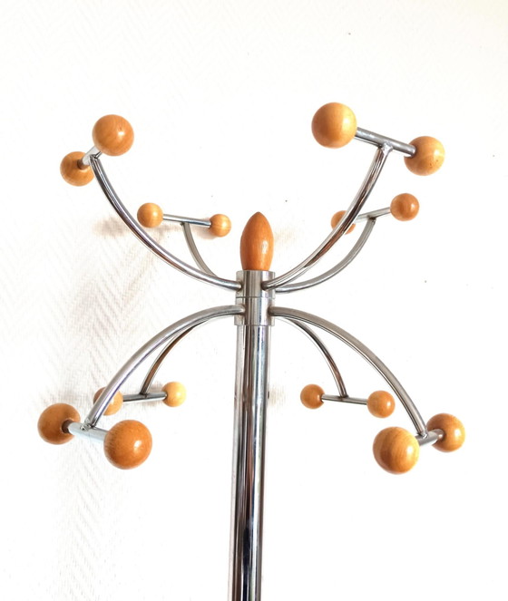 Image 1 of Portemanteau space age chrome et bois 197O 