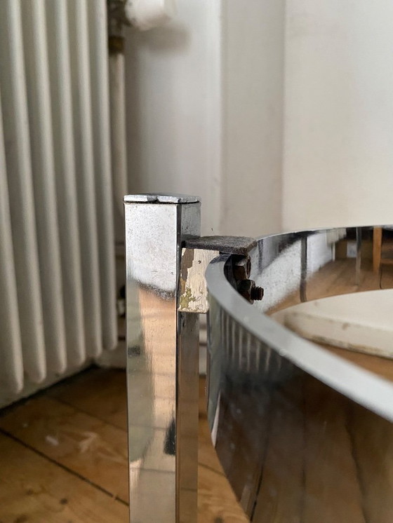 Image 1 of Italian design oval coffee table structure in chrome and smoked glass