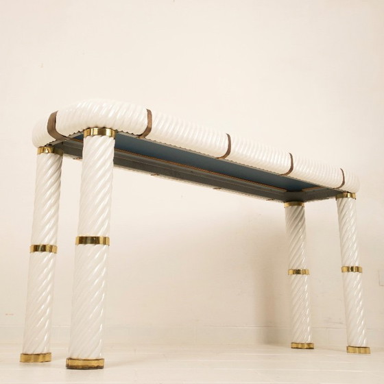 Image 1 of Console en porcelaine et laiton de Tommaso Barbi, 1970