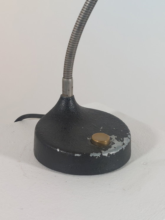 Image 1 of Lampada da tavolo vintage Hillebrand di metà secolo, lampada da scrivania a collo di cigno, finitura arricciata, anni '60