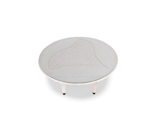 Image 1 of Vintage dining table, boho chic, wickerwork studio Schütz, bamboo, rattan