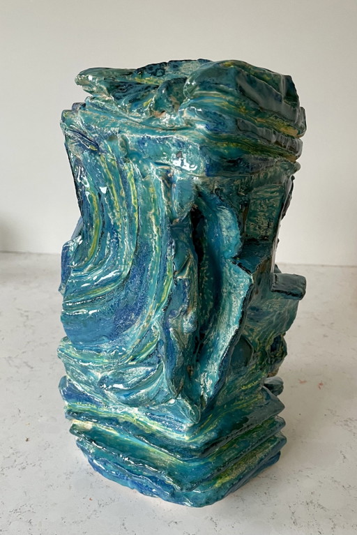 Heavy ceramic vase two halves