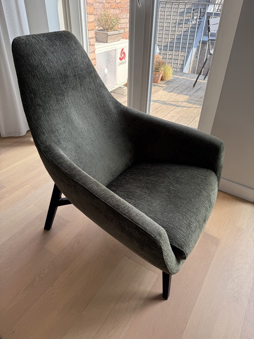 Montis, chaise Enzo en tissu bouclette/vert mousse