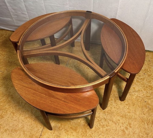 Mid century retro vintage teak runder couchtisch von Nathan Trinity 1960 Danish Design
