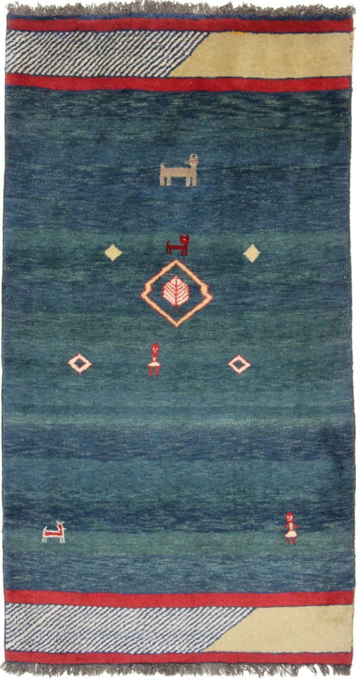 Original Perserteppich Gabbeh Ghashghai Orientteppich 203 cm x 110 cm Alt Natur