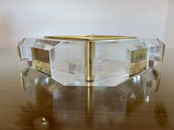 Image 1 of Grote schoorsteenklok, lucite en messing, Frankrijk, 1970