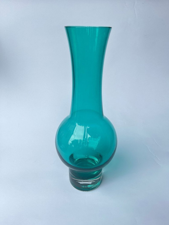 Image 1 of Finnish Design - Riihimäki 70s Green Glass Vase 1371 for Riihimäen Lasi OY