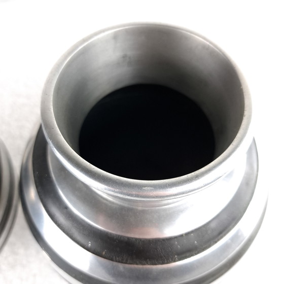 Image 1 of 2x vintage Art Deco spherical vase silver/black