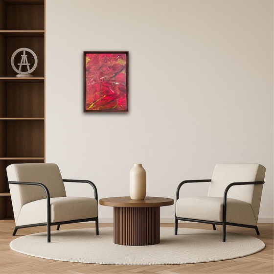 Image 1 of Abstract acrylic artist painting on canvas frame 46x33cm.