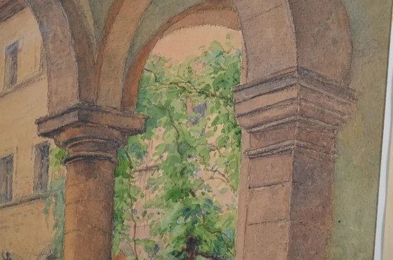 Emile Goussery (Francés) "El Claustro - Convento de las Ursulinas" Acuarela Firmada y Fechada 1938 (photo 9 of 12)