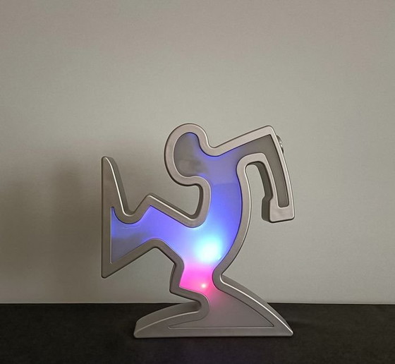 Image 1 of Keith Haring La Linea Lampe Osvaldo Cavandoli Silber In Originalverpackung