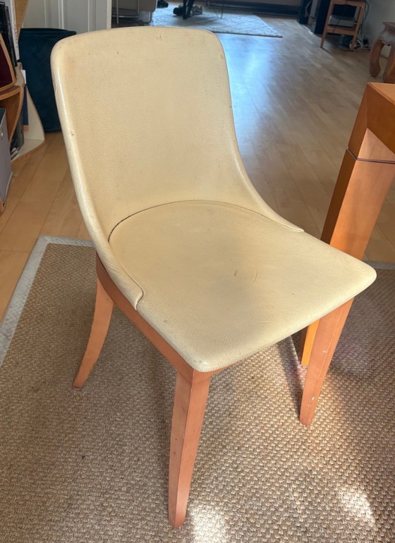 Vintage Molteni Dining Set – Pear Wood – Table + 4 Chairs – Approx. 30 Years Old – Molteni&C, Textile (photo 3 of 6)
