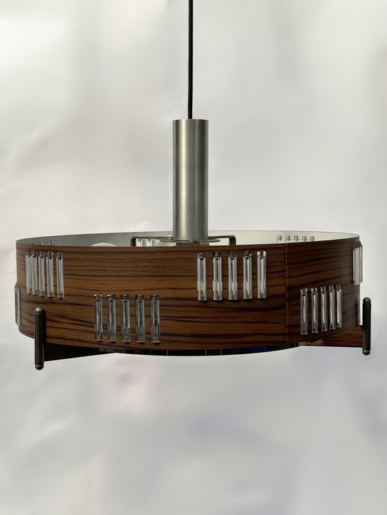 Image 1 of Mid Century Teak Pendant Lamp | Scandinavian German Design | 1960s 1970s MCM | Schmahl & Schulz Style
