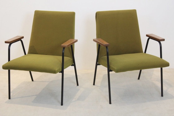 Fauteuils Pierre Guariche par Meurop, Métal, Noir, Mid Century Modern (photo 10 sur 10)