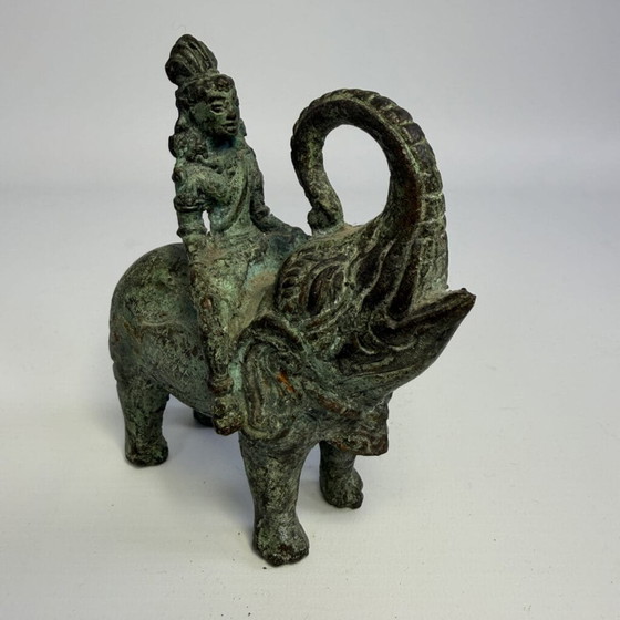 Antique bronze sculpture of man on elephant (photo 3 of 12)
