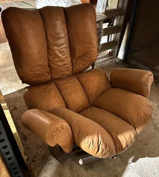 Leather And Elm Lounge Chair “Koala” By Blaha, Netherlands 1960’S