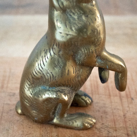 Image 1 of Vintage, massieve messingkleurig metalen haasfiguur: Mid century 1960s stijl
